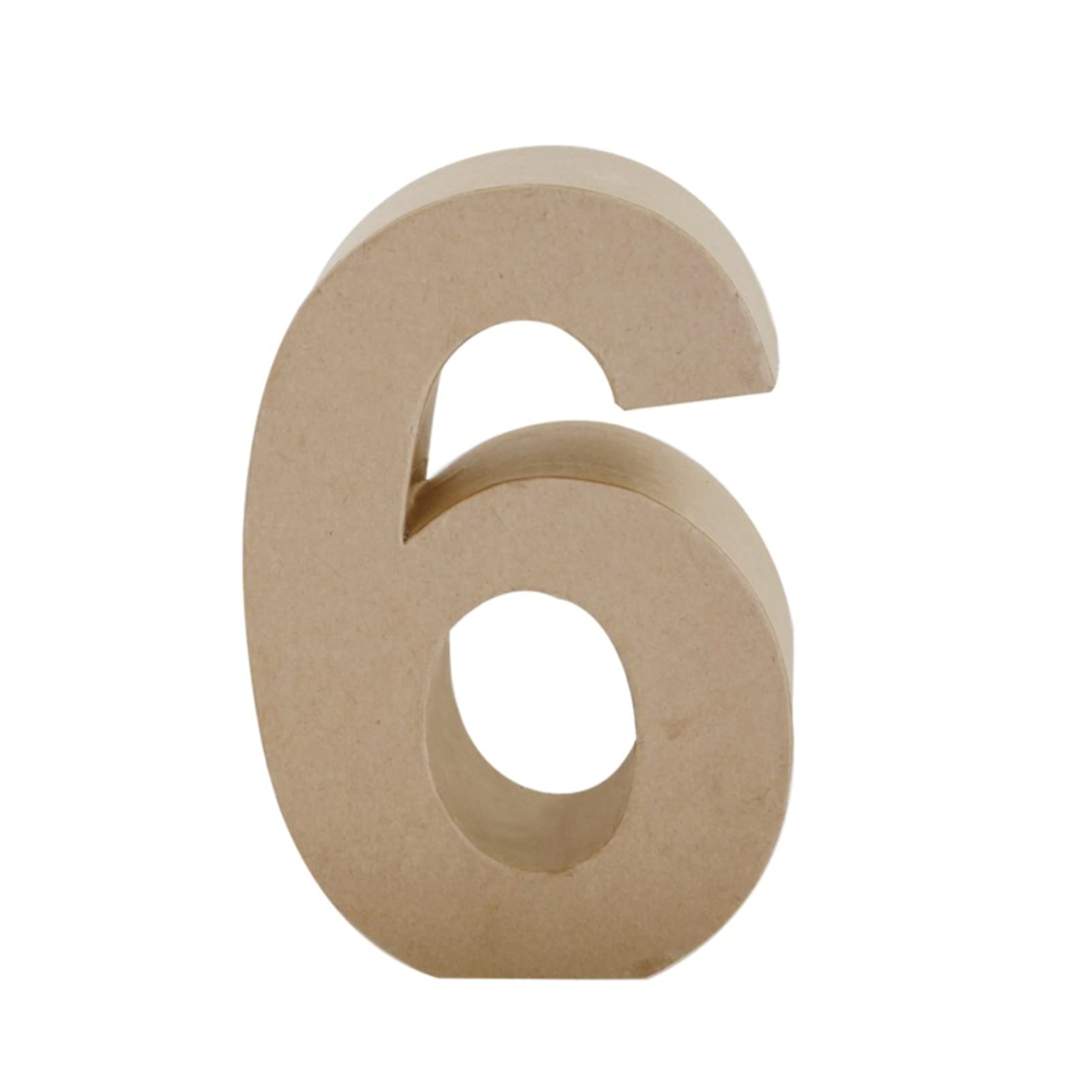 Papier Mache Number, Brown, 4"