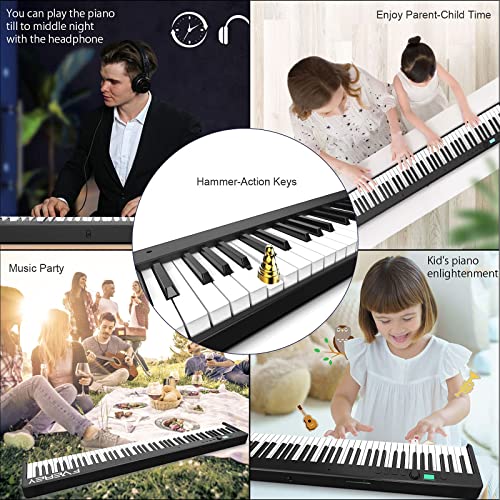 Piano pliant portable 88 touches Bluetooth avec pédale de sustain et étui de transport - Les Beatles, Paul McCartney, John Lennon, RIngo Starr, George Harrison Piano pliant portable 88 touches Bluetooth avec pédale de sustain et étui de transport – Image 5