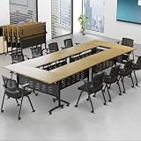 le Klappbarer Konferenztisch mit feststellbaren Rädern, 160 cm, Ahornholz für Büro, Zuhause, Klassenzimmer und Seminarsitze, 210 Personen, platzsparendes Design