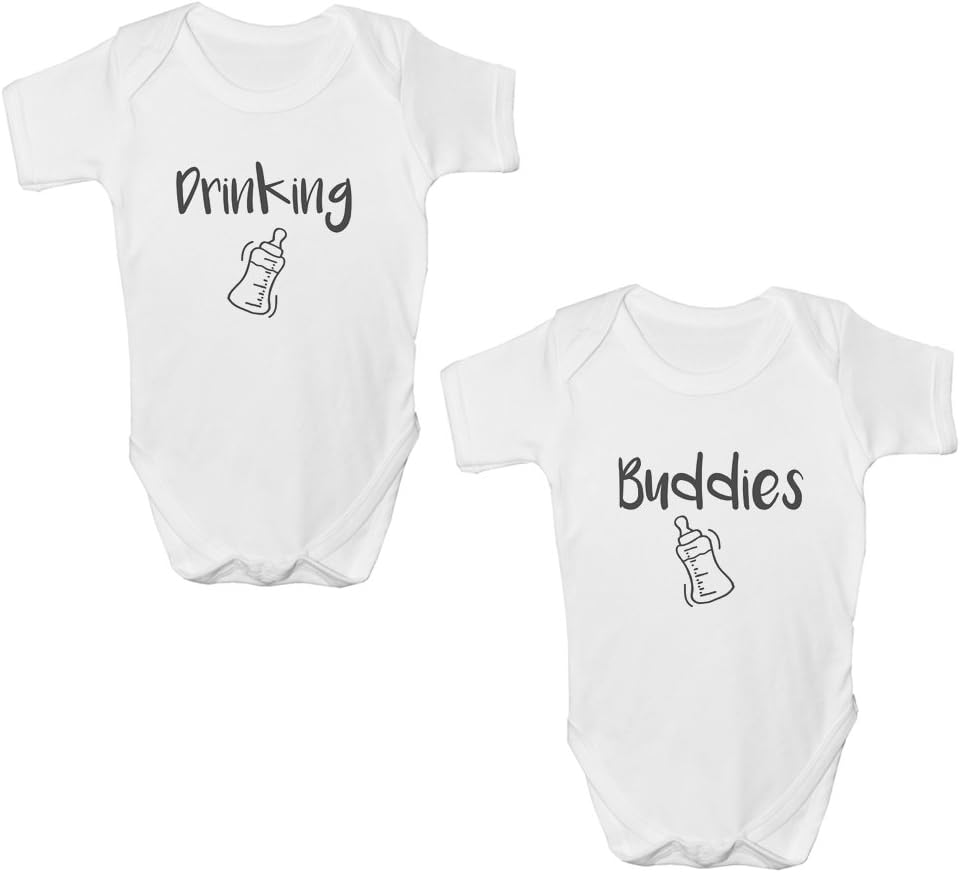 Drinking Buddies Twins Funny Cute Baby Grow Vest Bodysuit Newborn Gift Idea (Newborn)