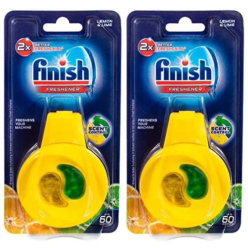 Finish - Ambientador colgante para lavavajillas de 4 ml con clip para lavavajillas, limón y lima