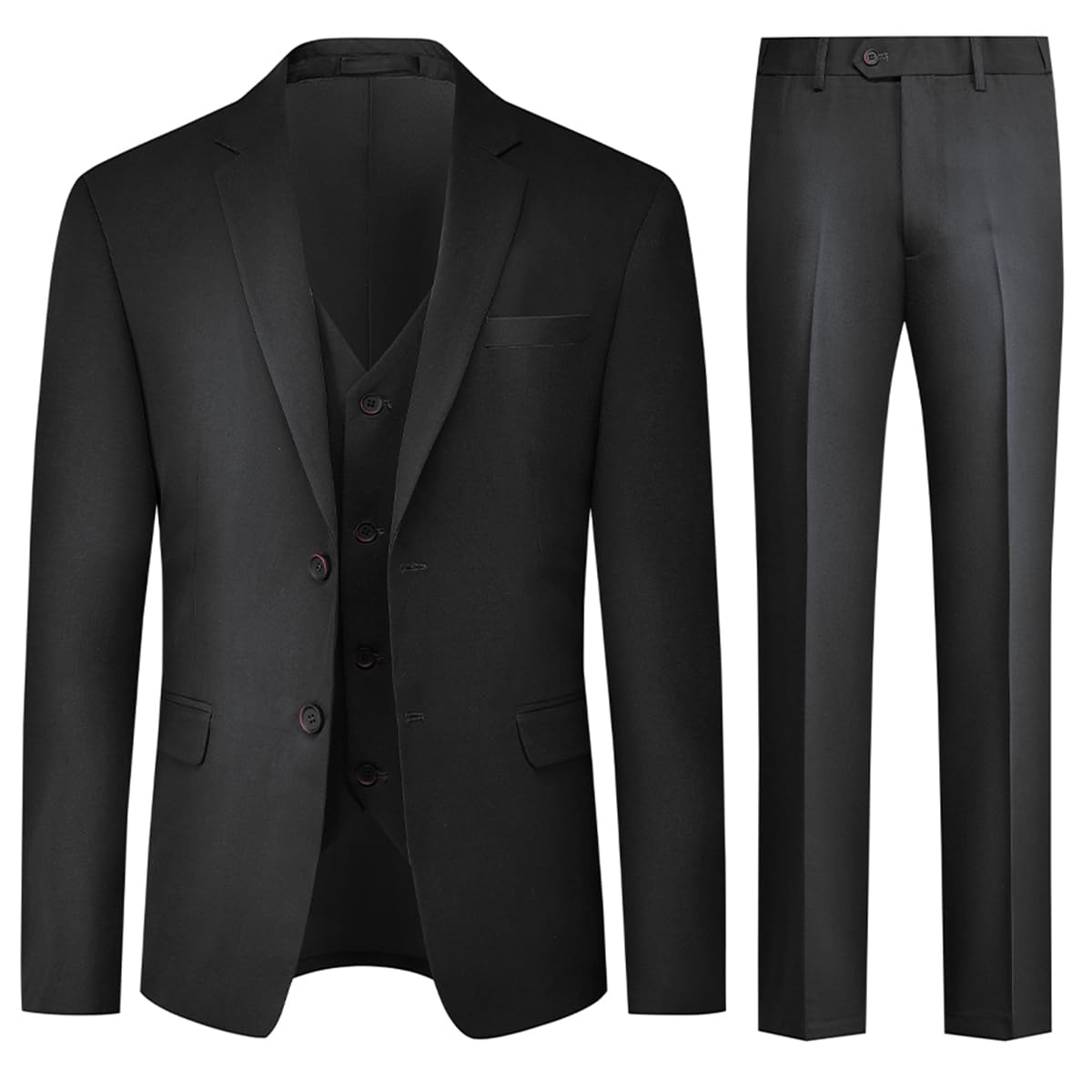 Allthemen Abito da Uomo Elastico 3 Pezzi Completo da Uomo Tinta Unita con Due Bottoni Slim Fit Formale Blazer Pantaloni Gilet