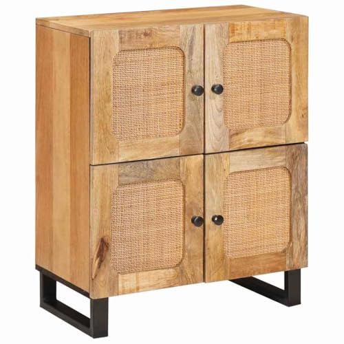 vidaXL Aparador Marrón 60 x 33 x 75 cm Madera de Mango Maciza, Aparador de Comedor, Rectangular, Madera de Mango Minimalista, Mueble Moderno, Almacenamiento Funcional