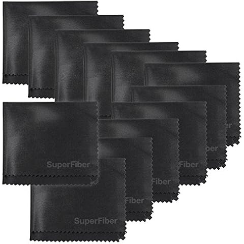 EACHPOLE 12 Pack Microfiber Cleaning Cloths for Eyeglasses DSLR Camera Lenses iPhone Samsung Tablets,Black 6" x 7" APL1906 Cover