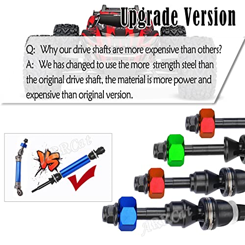 Drive Shaft Cvd Upgrades Part For 1/10 Slash 4X4 Vxl Platinum Ultimate,Rustler Vxl 4X4,Stampede Vxl 4X4,Hoss Vxl,Arrcat 4Pcs Front & Rear Rc Hop-Ups Parts With Wrench,Red(More Power) #TOP4