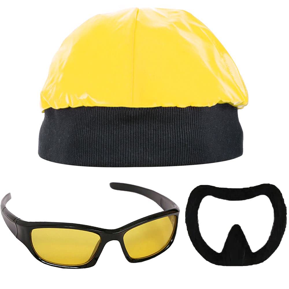 Rapper Costume Set - 90s Celebrity Fancy Dress Kit for Adults - Yellow Rapper Hat + Sunglasses with Yellow Lenses + Black Goatee - Image 3