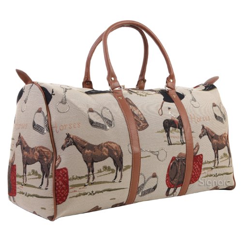 Signare Tapestry Large Duffle Bag Overnight Bags Weekend Bag for Women with Horse Design (BHOLD-HOR) - Thumbnail 3