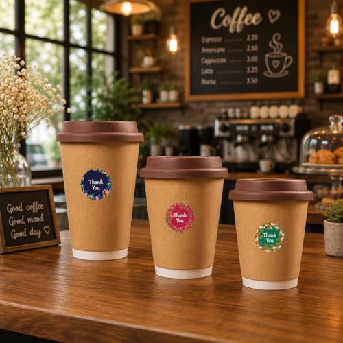 Image of CVANU 560-PCS Floral Thank You Sticker for Packaging and Gift, 8 Assorted Botanical Designs, Self-Adhesive Labels for Small Business Supplies, Envelopes, Party Favors & Handmade Products, 1.5 Inch