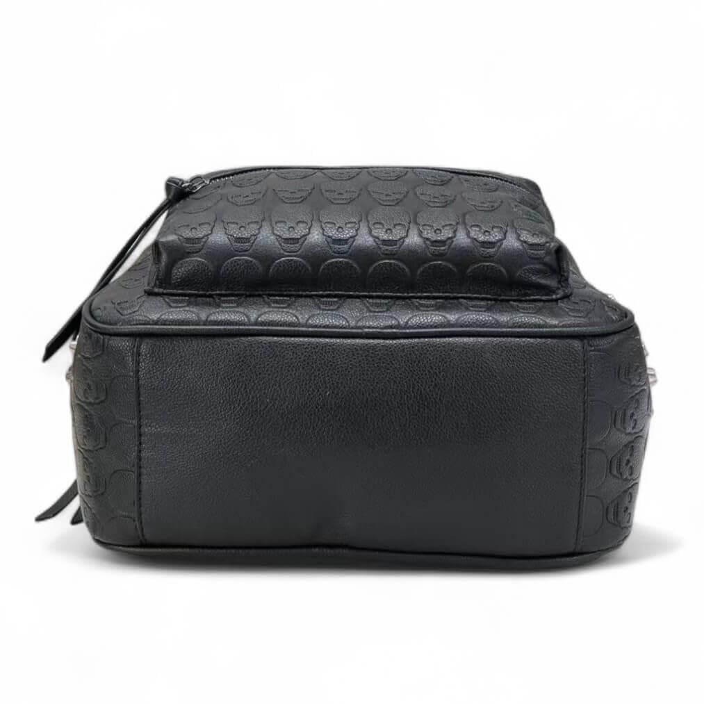 Ro Rox Zaino teschio borchiato - Zaino gotico in similpelle nera, borsa punk