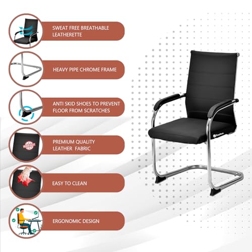Image of GOYALSON Chair Visitor Chair Mesh Back and Chrome Base Chair Suitable for Reception Home Conference Room Study Computer Restaurant Chair Cushioned seat Heavy Duty Chair (1, z Black, Standard)