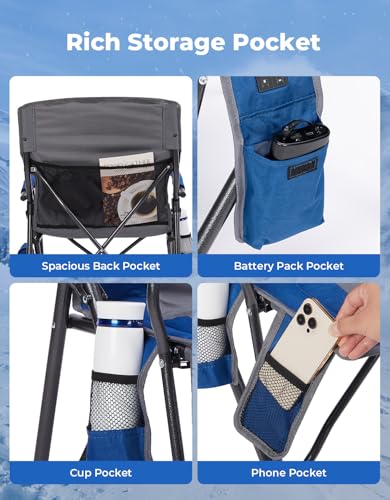 image for DEERFAMY Heated Camping Chair with 12V Battery Pack, 3 Level Intellige