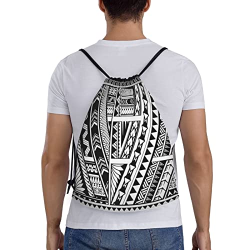 YvoneDBrownn Polynesian Ethnic Style Drawstring Backpack - Water-Resistant String Bag For Sports, Gym, And Travel2
