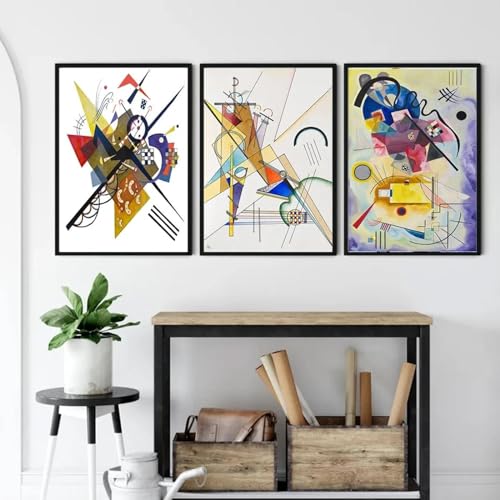 Toile géométrie abstraite Wassily Kandinsky affiche colorée moderne x3