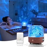 Waterproof Shower Light with Bluetooth Speaker, 16 Colors Shower Lamp with Remote & Touch Control, Rechargeable Ocean Wave Projector Light No Wiring, Mood Lighting for Inside Shower, Bathroom, Bathtub