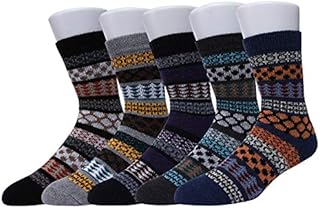 WYTartist Mens Socks Winter 5 Pairs Vintage Style Knit Wool Socks Soft Warm Winter Fall Crew Socks