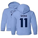 Tutiinca Slovenia Soccer Cup Fan - Sesko 11 Jersey Style Youth Hooded Sweatshirt (Carolina Blue, Youth Large)