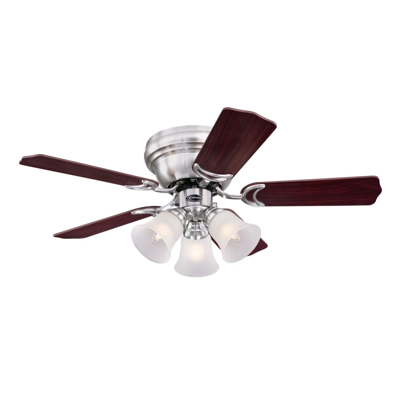 Flush mount Ceiling fan with Lights Contempra Nickel 90cm Small Fan with Chains