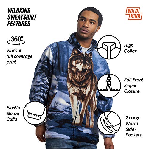 Men's Women's Sweater Jacket Full Zip Fleece Animal Wildlife Sweatshirt Wildkind3