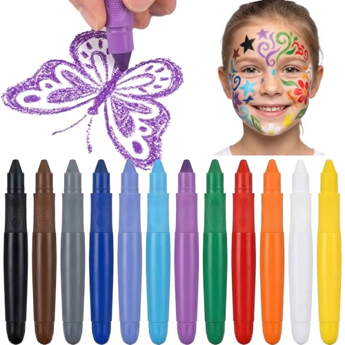 12 Farben Schminkstifte Kit Abwaschbare Schminke Set Sicher Ungiftig Für Fasching Halloween Und Geburtstagsfeiern Einfache Gemeinsame Interaktion