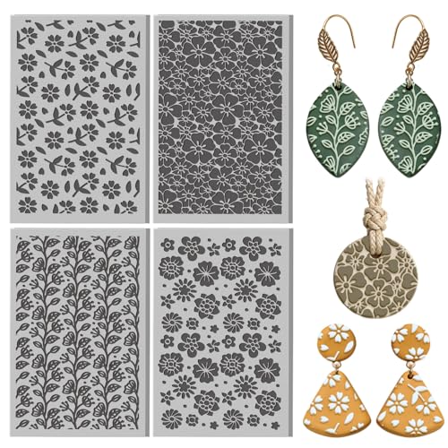Argile polymère créative : créez vos boucles d'oreilles avec 4 feuilles de texture - 2