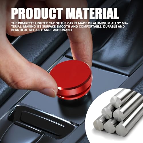 Image of 2PCS Universal Car Cigarette Lighter Plug Cover, Power Outlet Cap, Waterproof Dustproof Aluminum Cigarette Lighter Socket Cover Cap, Car Decoration for Vehicles with 12V Power Source (Red)