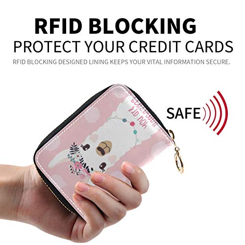 MOYYO RFID Credit Card Holder Case Animal Alpaca Llama Leather Printed Zipper Card Case Wallet for Women Girls2