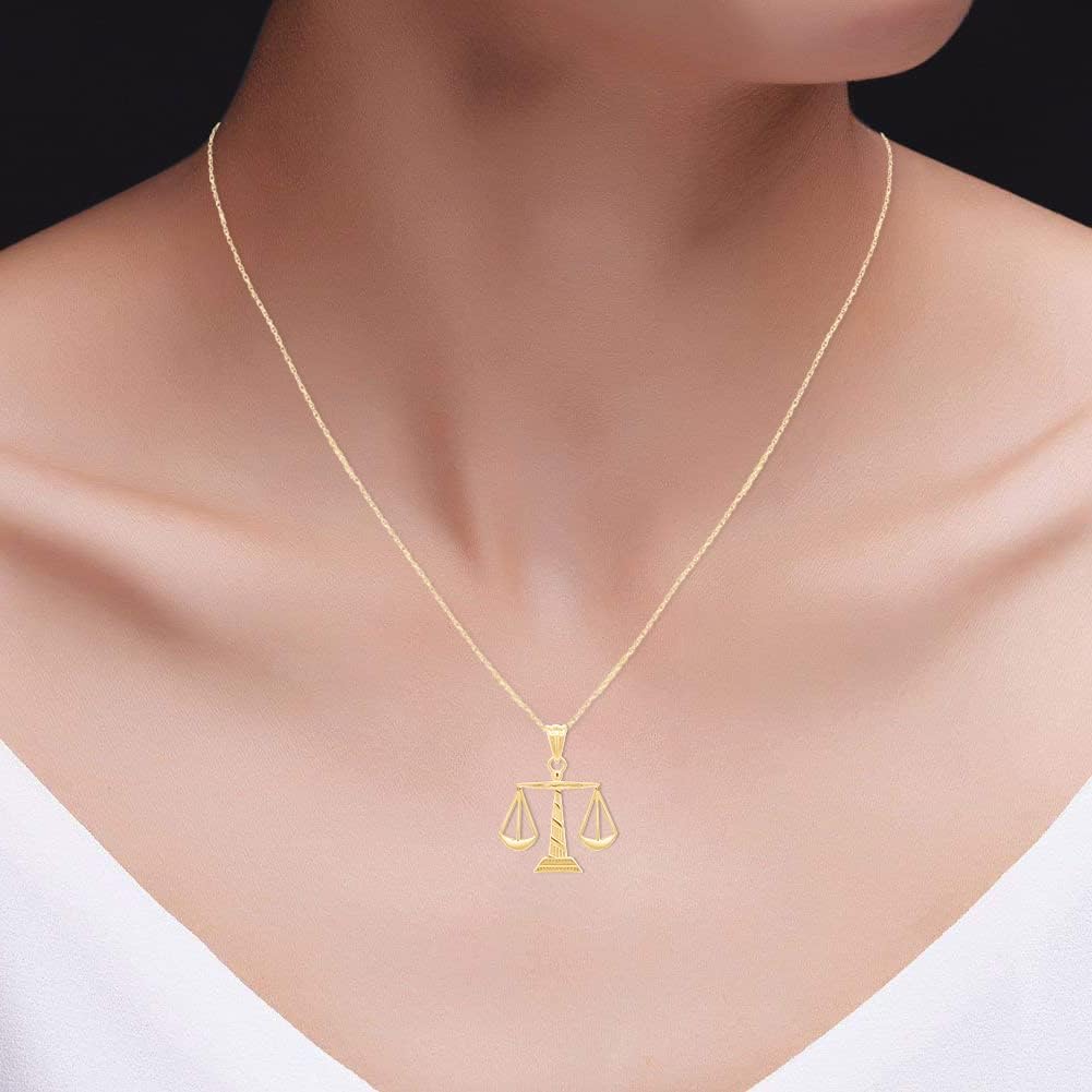 Scales of Justice Pendant Necklace, 14K Gold Over 925 Sterling Silver, Dainty Minimalist Law Jewelry for Women, Gift for Lawyer, Law Student, Judge, Everyday Wear