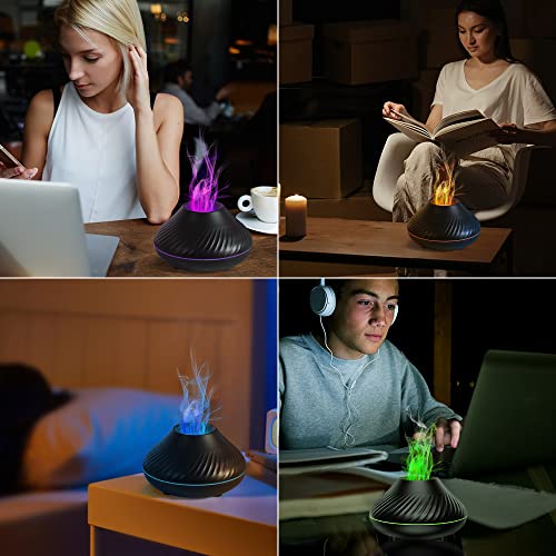 Rican Aromatherapy Diffusers, Flame Aroma Diffuser,130Ml Essential Oil Diffuser, 7 Flame Colors Humidifier, Small Oil Diffusers For Home, Office, Car & Yoga - Black #TOP4