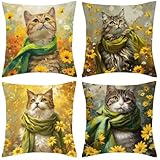 Fundas de Cojínes 45x45cm Juego de 4 Fundas Cojines Funda Cojin Exterior Impermeable Lino, Funda de CojíN Cojines Cama Decorativos Almohadas Decoración Del Hogar, Sofá, Cama, Oficina, Coche Painting