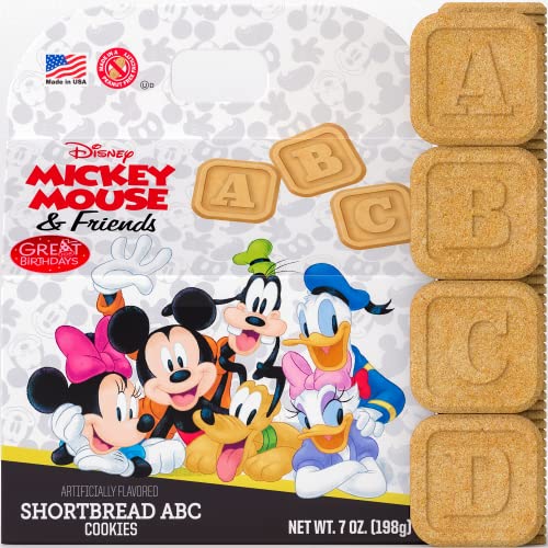 Abc Shaped Disney Shortbread Cookies 7Oz- Mickey Mouse Birthday Party Supplies For Mickey Mouse Party Favors & Minnie Mouse Party Favors - Includes: Mickey,Minnie, Pluto, Goofy, Daisy Duck & Donald Duck Cake Topper #TOP2