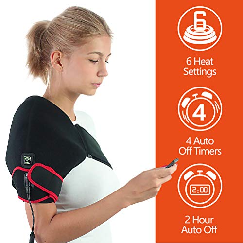 Creatrill Shoulder Heating Pad with Remote Control, Heated Brace Wrap Support W/Auto Shut Off, Moist Heat Therapy for Injury Rotator Cuff Pain Frozen Shoulder Dislocation