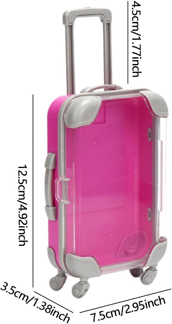 Mini Suitcase Party Favor Box Travel Accessory Luggage Storage Tray with Sturdy Pp Material And Rotating Handle Suitable for Craft Projects Toy Organi, Purple Red
