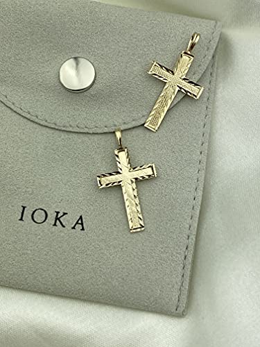 14K Yellow Solid Gold Cross Pendant for Men or Women in Two Sizes – 14 Karat Small Jesus Charm for Necklace or Chain – Thin Crucifix Jewelry Gift for Baptism, Confirmation, Christian, Religious or Everyday Wear4
