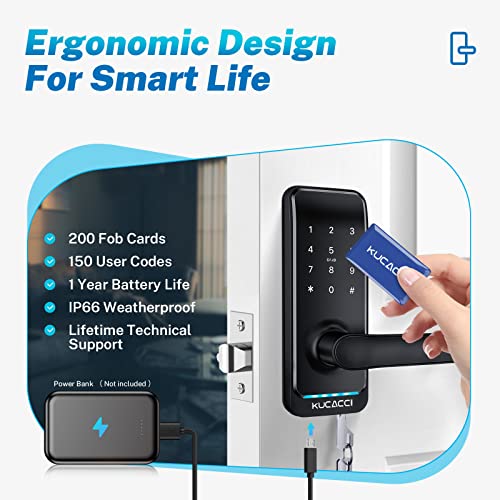 Kucacci Keyless Entry Door Lock, Smart Door Lock Door Knob With Keypad Door Lock With Handle, Smart Lock Front Door Lock Security, Smart Door Handle, Bedroom Door Lock, Electronic Code Door Lock #TOP4