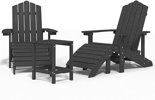 Miniatura 3 de Sillas Adirondack para patio con reposapiés y mesa HDPE antracita silla de patio al aire libre sillas de comedor al aire libre Sillas para Comedor