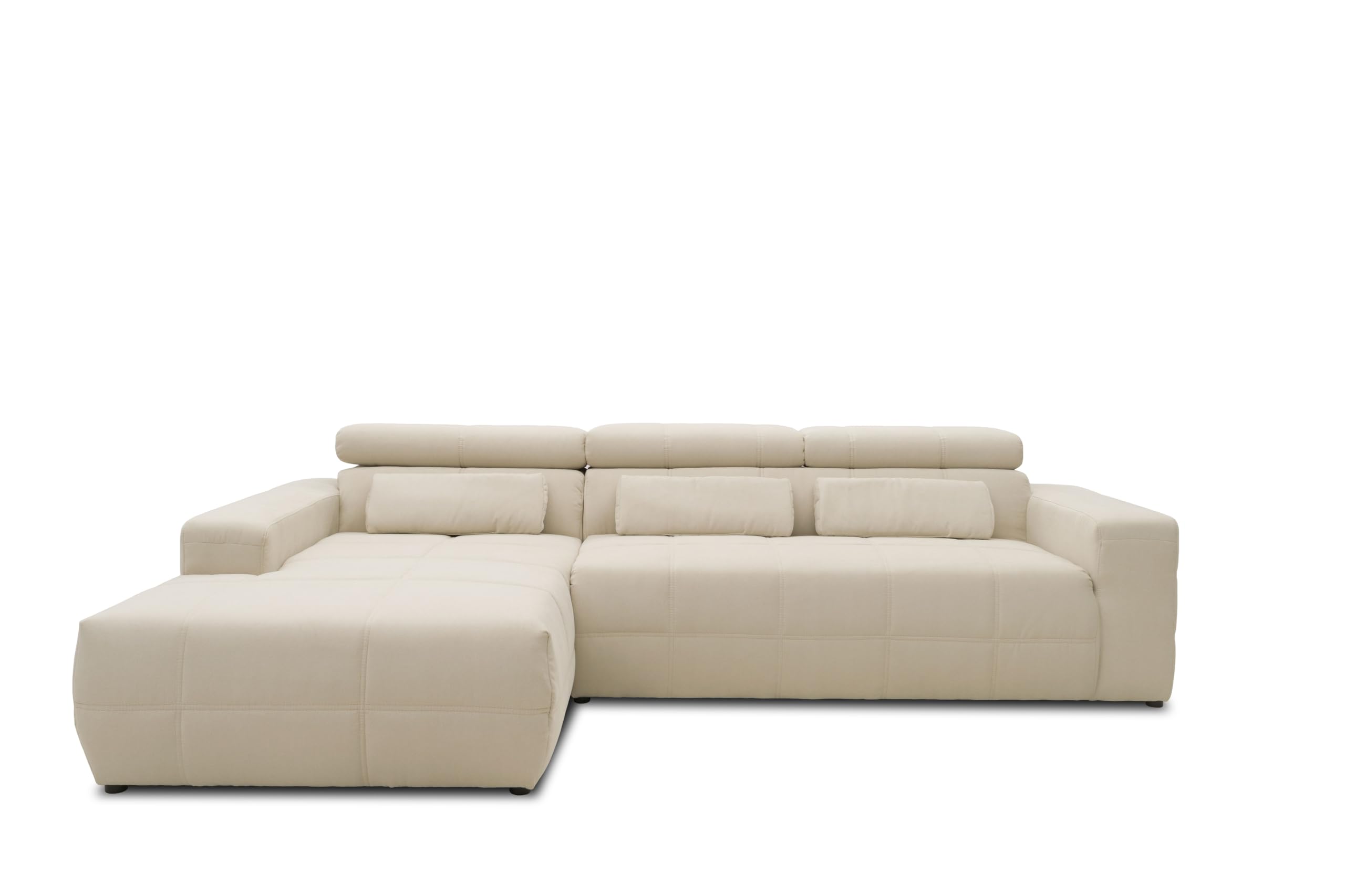 DOMO collection Brandon Canapé d'angle avec Dossier en Forme de L Beige 285 x 175 x 98 cm