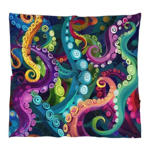 Colorful Octopus Tentacle Square Head Scarf for Women Hair Scarf Fashion Lightweight Silk Like Scarves Neckerchief Hair Wrap Neck Scarf 23.6''x23.6''