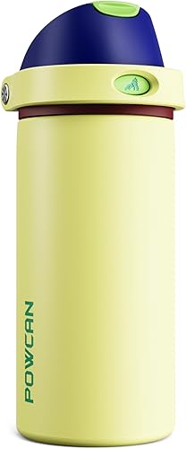 Miniatura 67 de POWCAN - Botella de agua aislada, 24 oz, tapa 2 en 1, boquilla de botón, popote abatible, a prueba de fugas, acero inoxidable, para portavasos