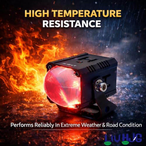 Image of LIU HJG Single Lens High Bright LED Fog Light Waterproof & Dustproof 60W 12V-80V DC Power Yellow White & Red Devil Eye Light Reflection Universal fit for All Bikes & Cars (Pack of 2)