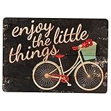Enjoy The Little Things Retro Bicycle Distressed Wood Look 3 x 4 Inch Wood Lithograph Magnet