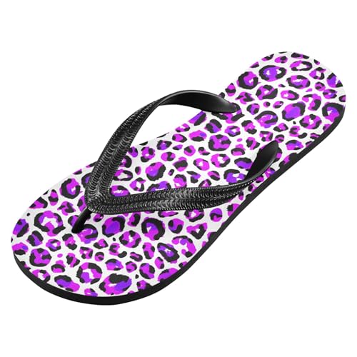 Burbuja Purple Leopard Print Flip Flops for Women Men, Soft Thong Sandals Rubber Slippers for Pool Beach Essentials2