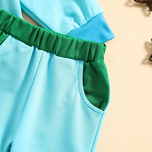 Meninos meninas manga longa patchwork cor moletom camiseta tops calças roupas meninos ternos de suor