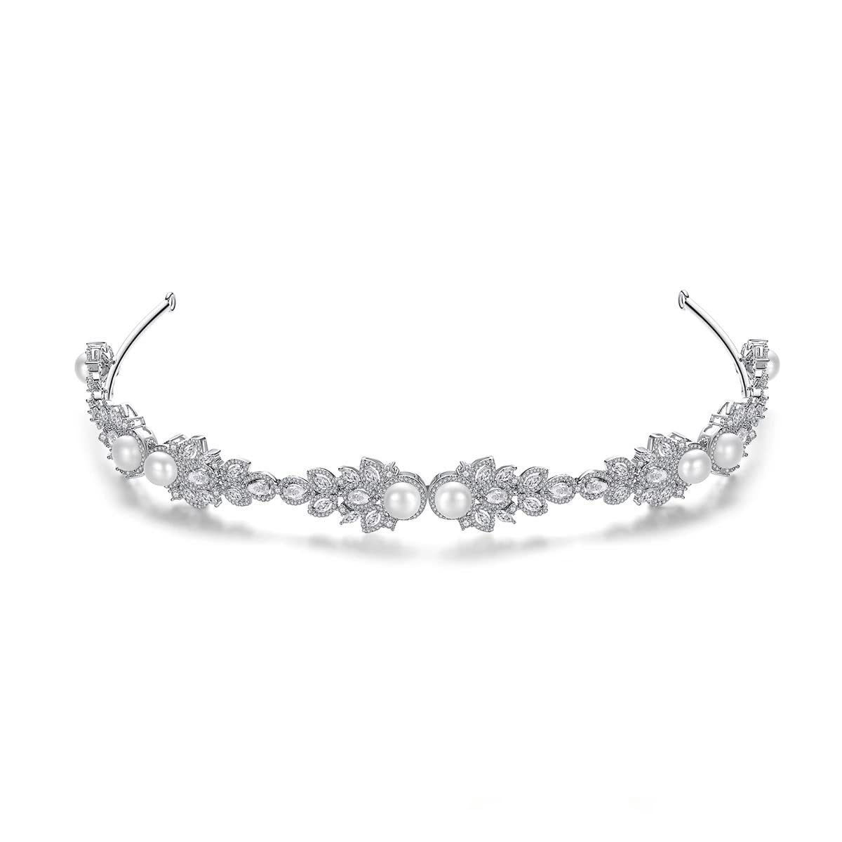 Tocado de novia para bodas y banquetes de gala con perlas JFDBGU