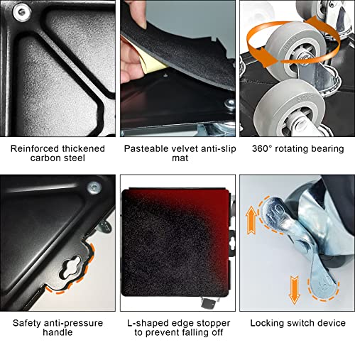 Furniture Dolly 5 Wheels Heavy Duty,Large Size Carbon Steel Panel Furniture Movers,Furniture Lifter With 5 360° Rotatable Rubber Universal Wheels,Maximum Load 1700Kg/3747Lbs #TOP2