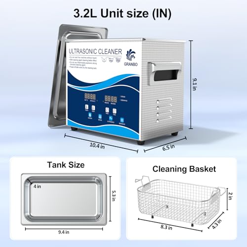 Granbo GW0203 Ultrasonic Cleaner 3.2L 120W Jewelry Cleaner Ultrasonic Machine 40Khz thumb #6