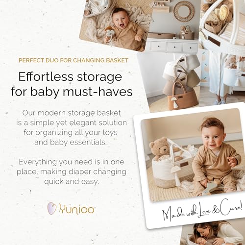Yunioo Baby Diaper Caddy Organizer, Portable Nursery Storage Basket with Sturdy Handle Diaper Caddy Basket, Car Caddy for Diapers and Baby Wipes, Newborn Essentials