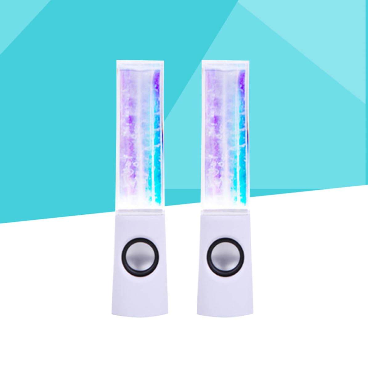 Coppia di Casse Fontana Luci LED Colorate, Altoparlanti Stereo da 2x3w in ABS e Acrilico per Laptop e Smartphone, per Party e Picnic