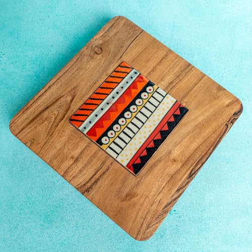 Image of Elegant Kala Acacia Wood Riser with Ceramic and Metal Feet - Handcrafted Home Decor Stand for Shelves and Tables, Beautifully Designed for Superior Aesthetic Appeal