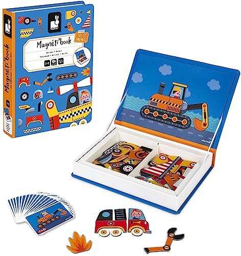 Janod – Magneti’Book Bólidos – Juego Educativo Magnético 50 piezas – Aprendizaje Motricidad Fina e Imaginación – Desde 3 años, J02715