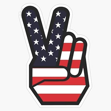 American Peace Sign Decal Vinyl Bumper Sticker 5"_AB
